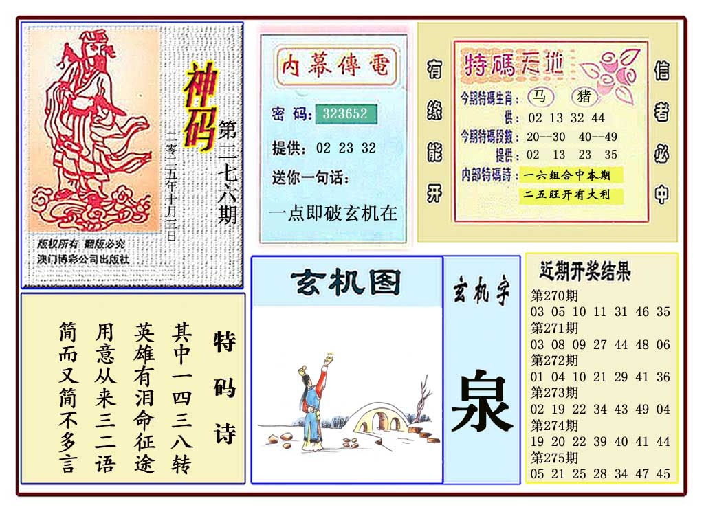 276期黄大仙神码[图]