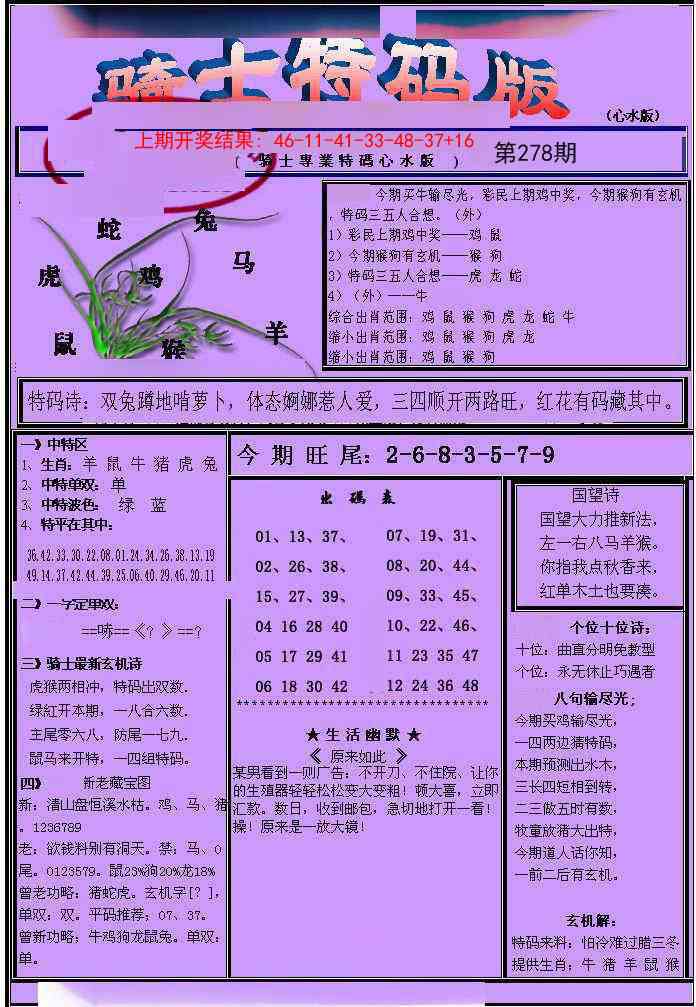 278期骑士特码版[图]