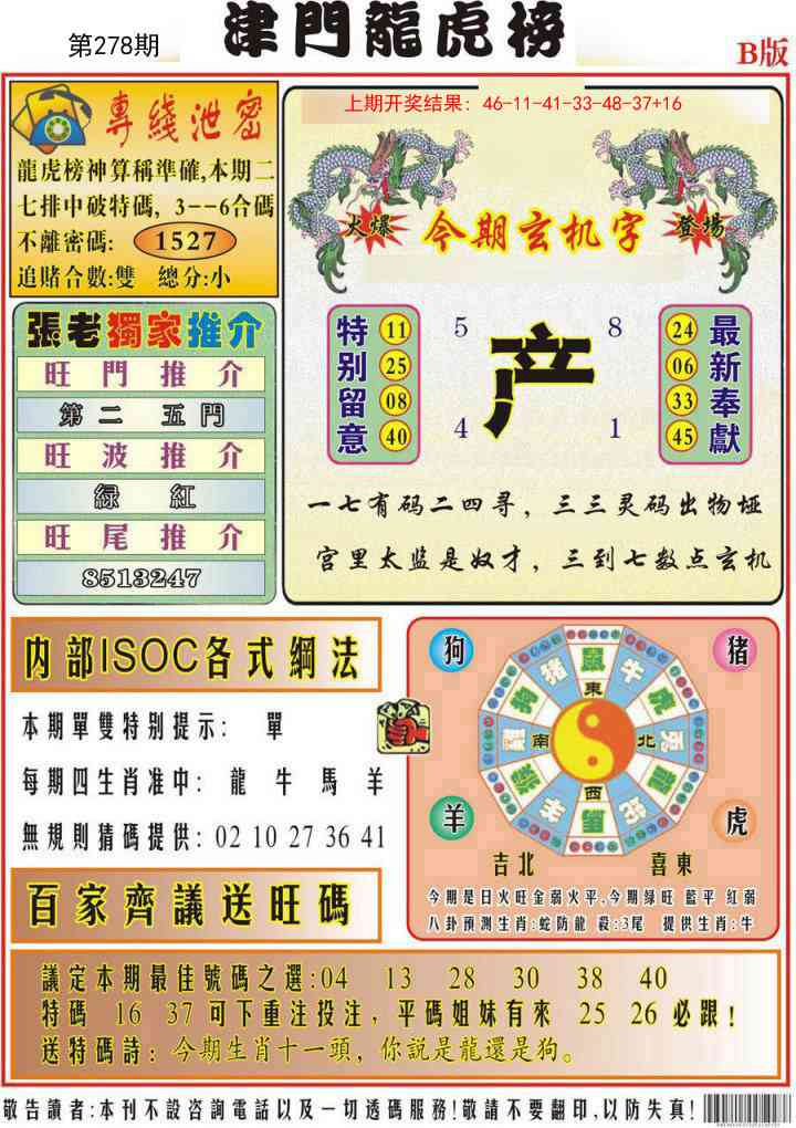 278期津门龙虎榜B[图]
