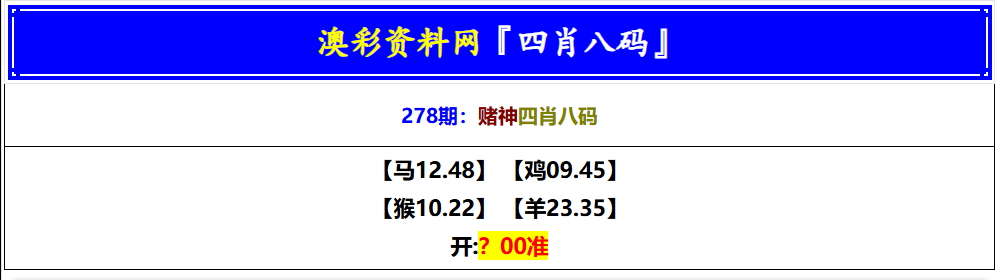 278期赌神四肖八码[图]