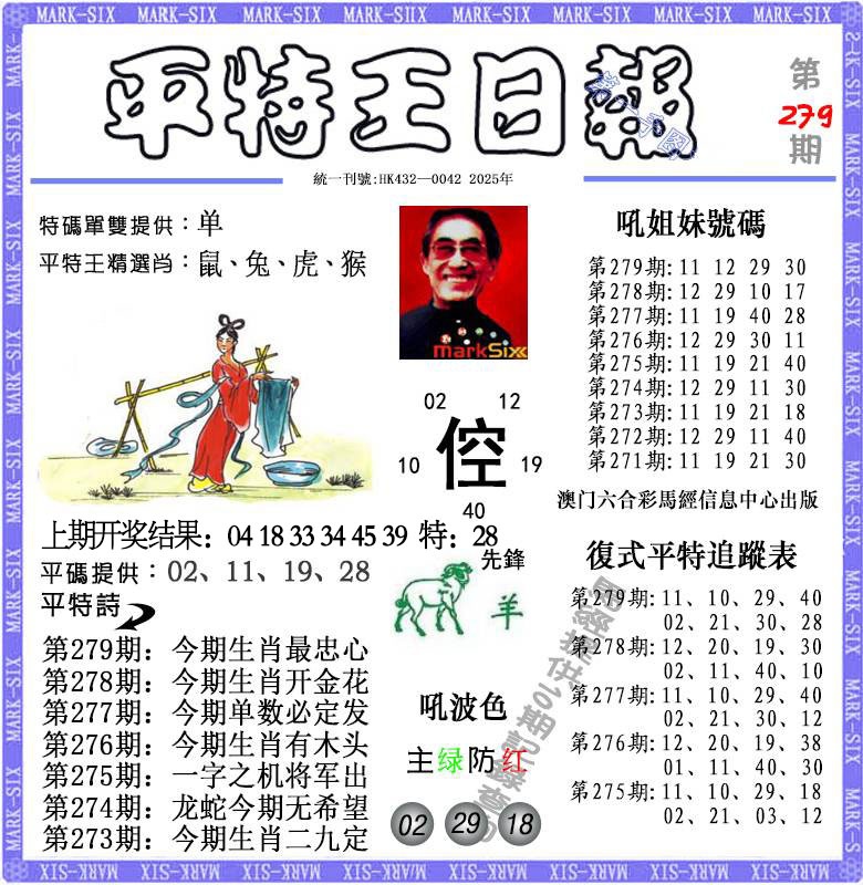 279期平特王日报[图]