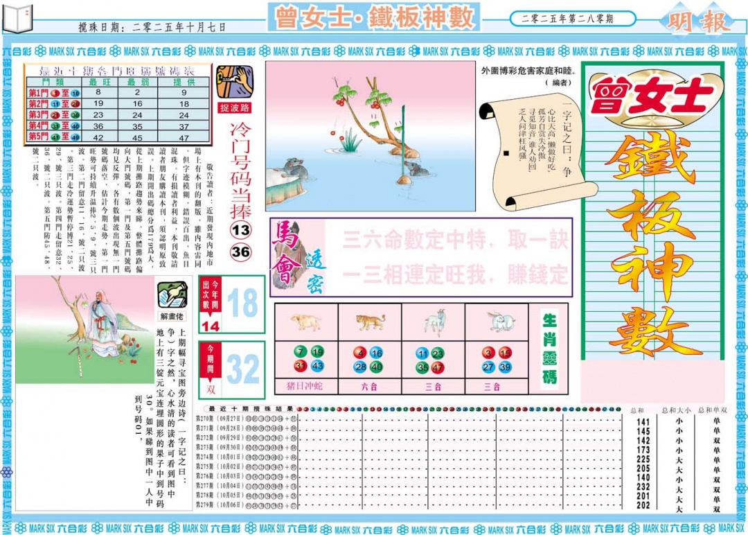 280期曾女士铁板神数A[图]