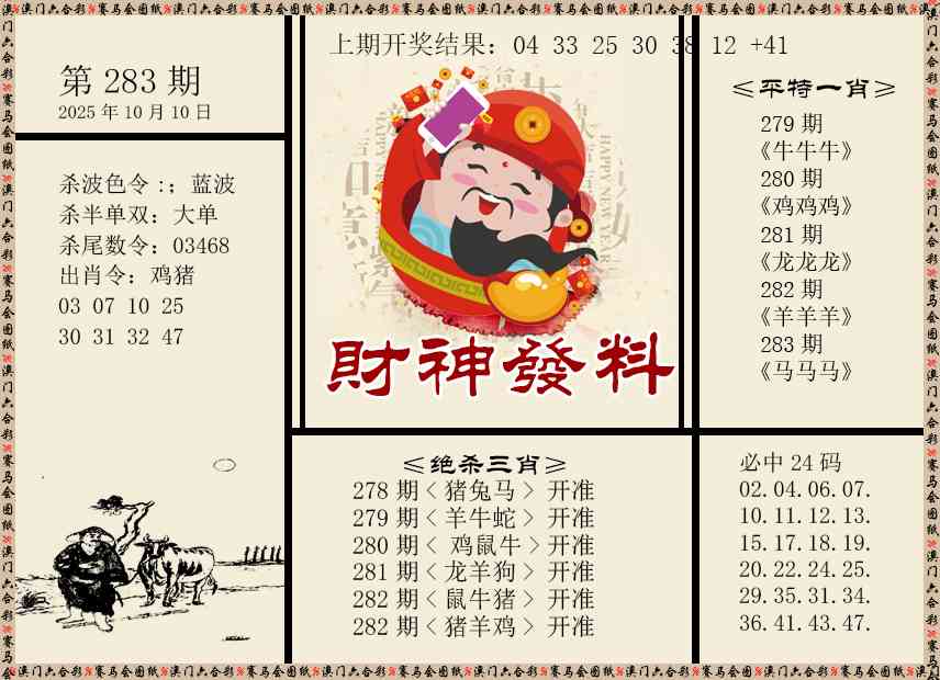 283期财神发料[图]
