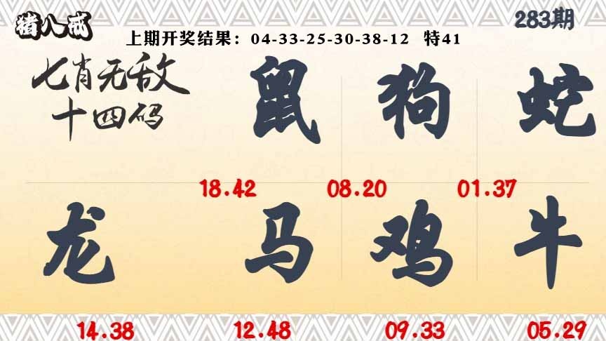 283期七肖无敌14码[图]