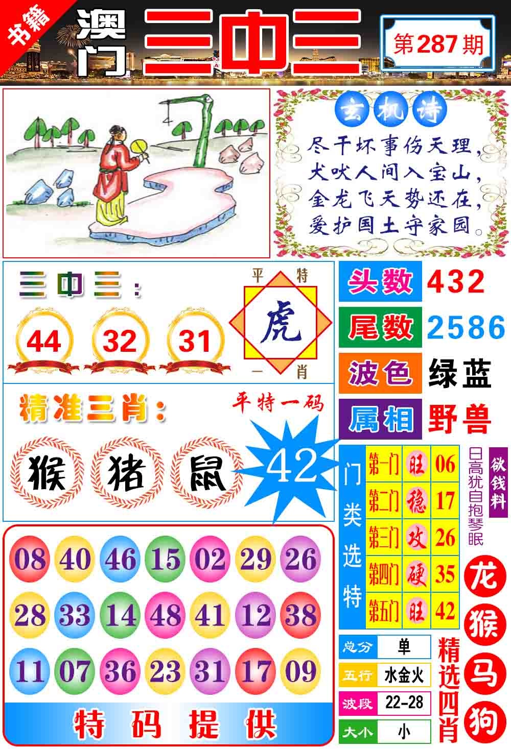 287期澳门宝典三中三[图]