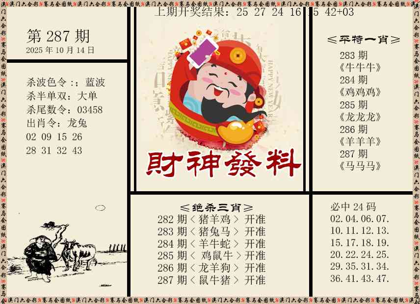 287期财神发料[图]
