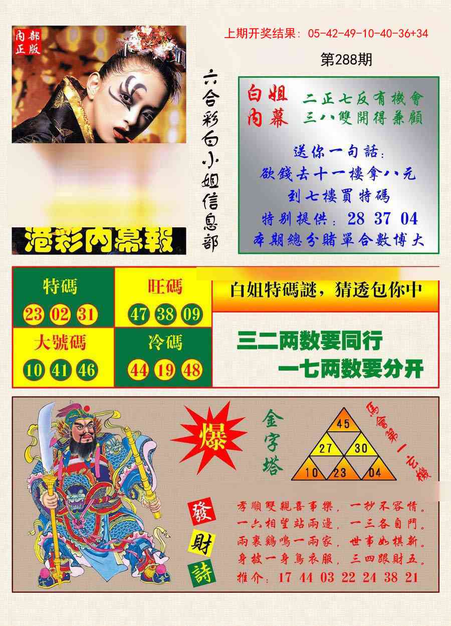 288期港彩内幕报[图]