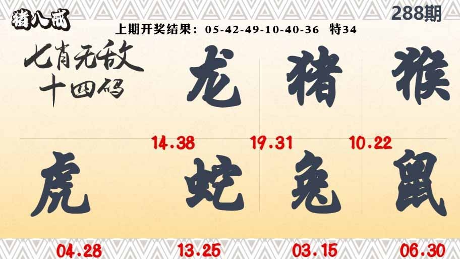 288期七肖无敌14码[图]