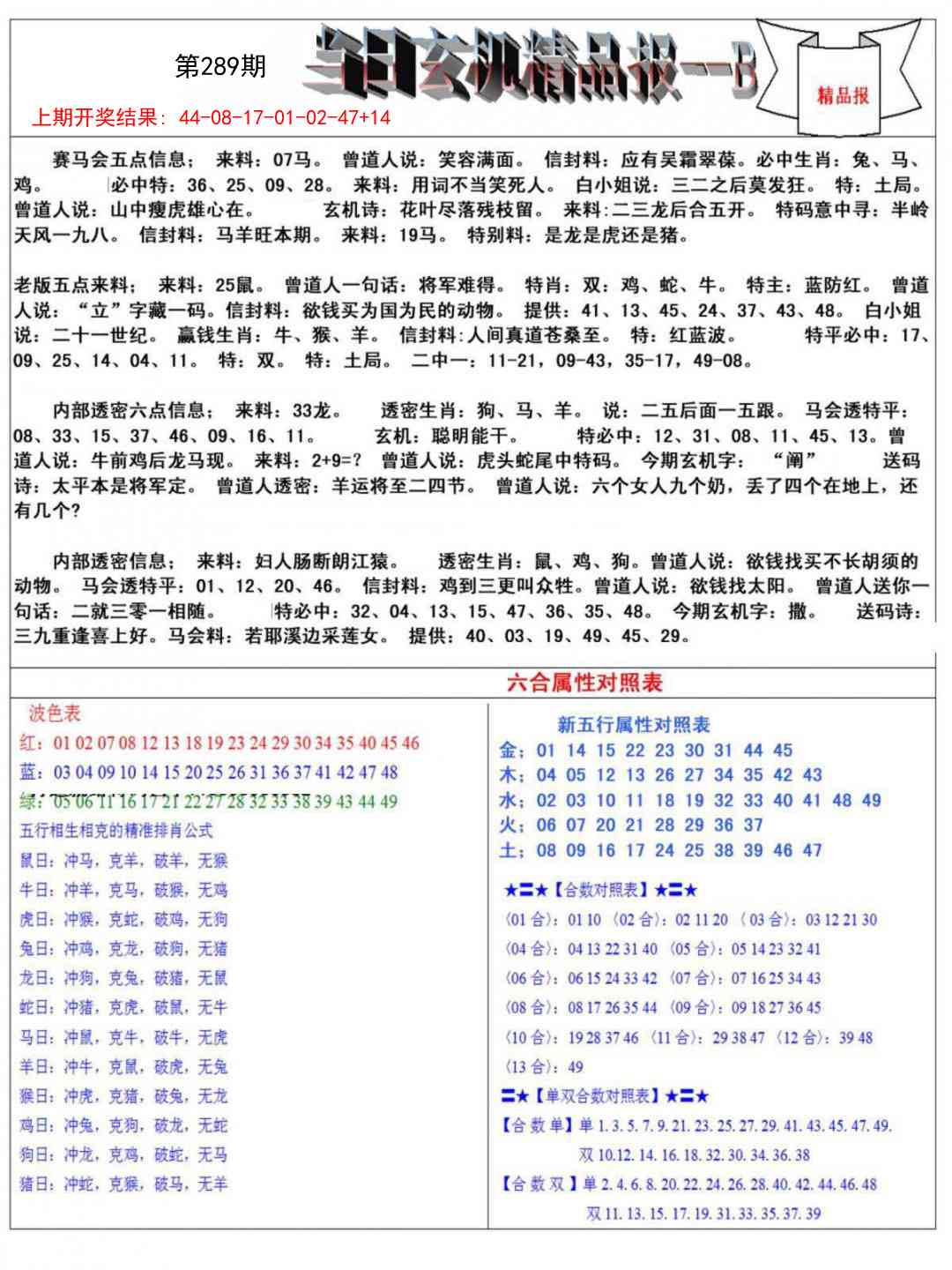 289期当日玄机精品报B[图]
