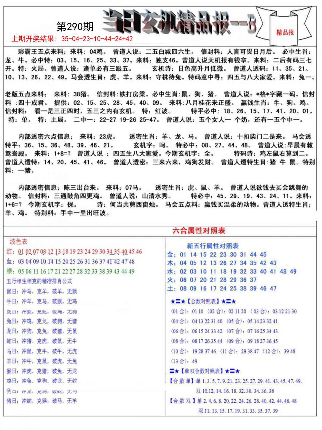 290期当日玄机精品报B[图]
