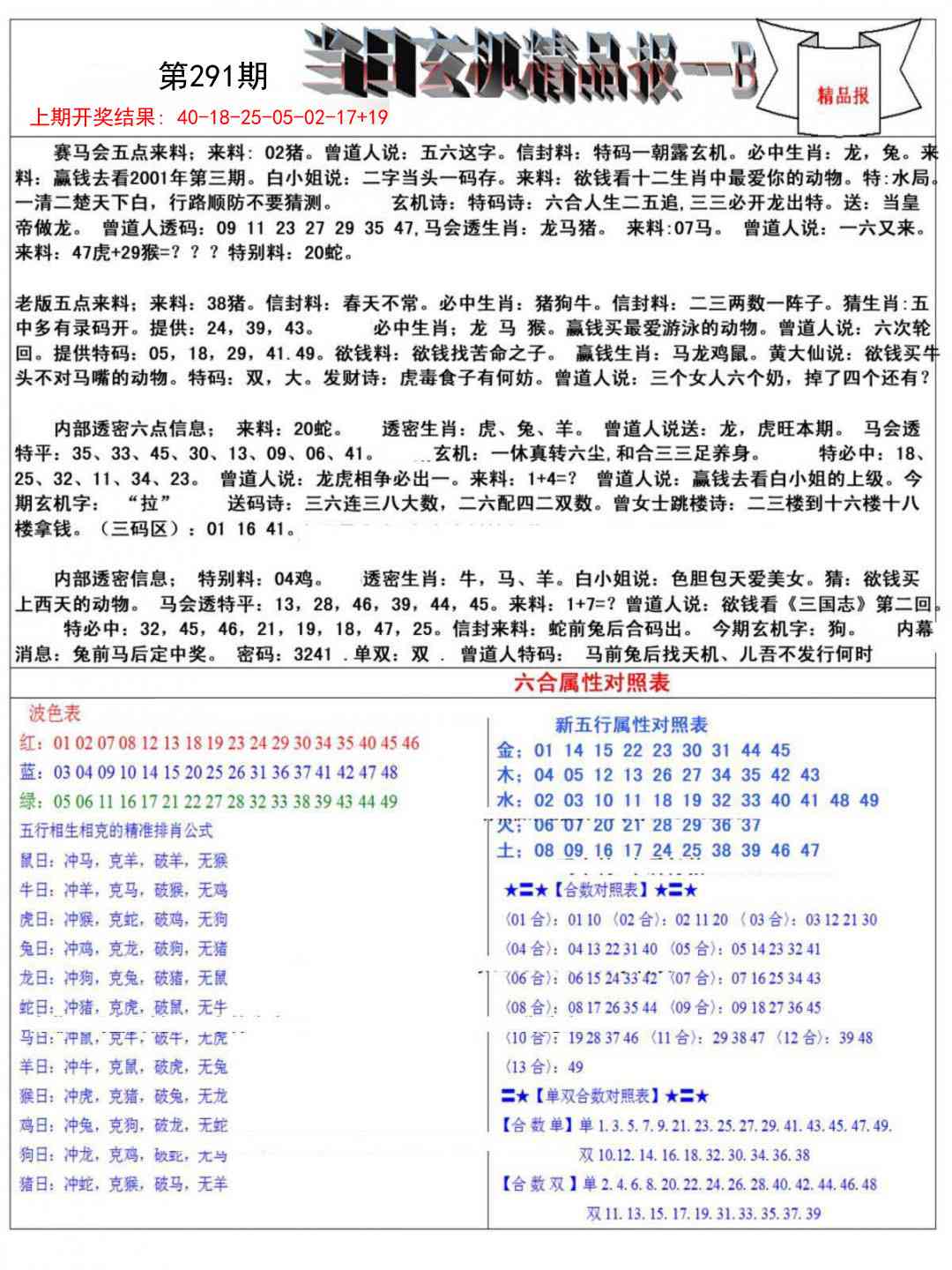 291期当日玄机精品报B[图]