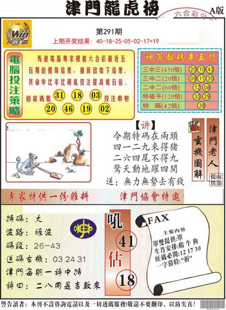 291期津门龙虎榜A[图]