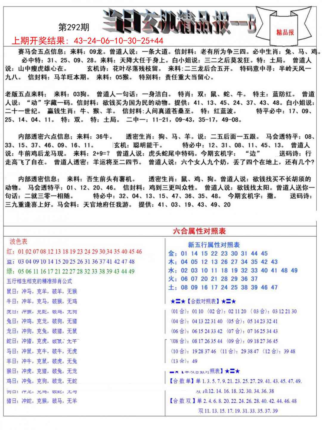 292期当日玄机精品报B[图]
