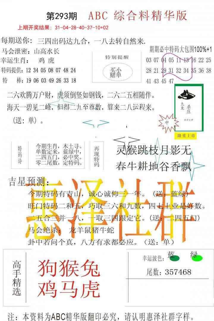 293期综合正版资料[图]