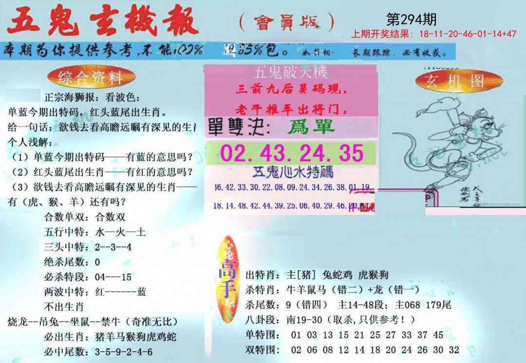 294期新五鬼玄机[图]