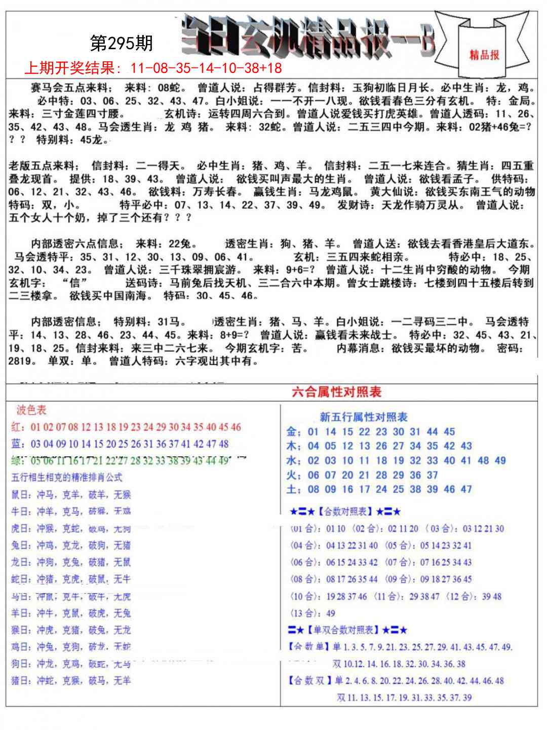 295期当日玄机精品报B[图]