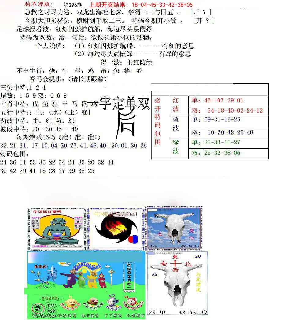 296期狗不理特码报[图]