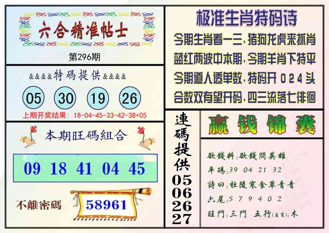 296期精准贴士[图]