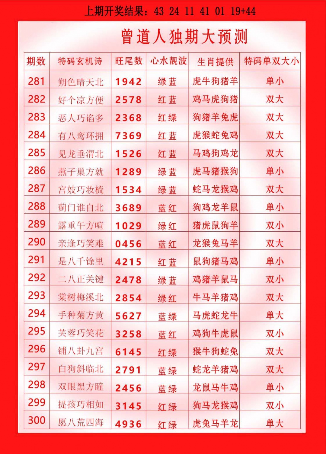 298期曾道人独期大预测[图]
