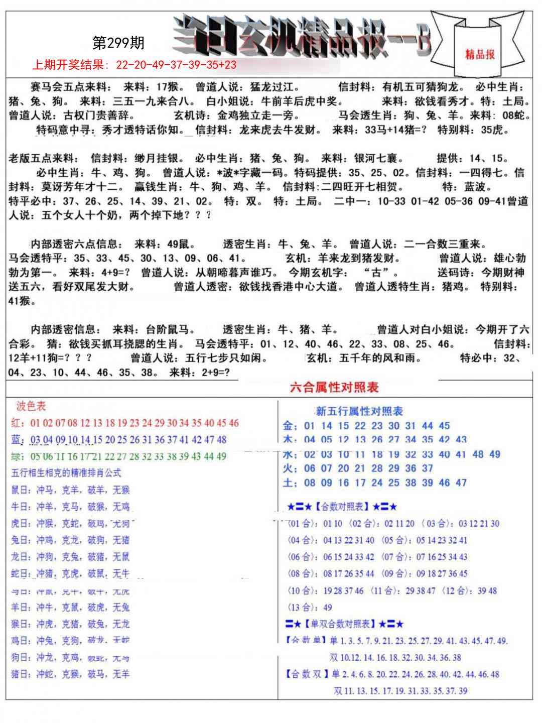 299期当日玄机精品报B[图]
