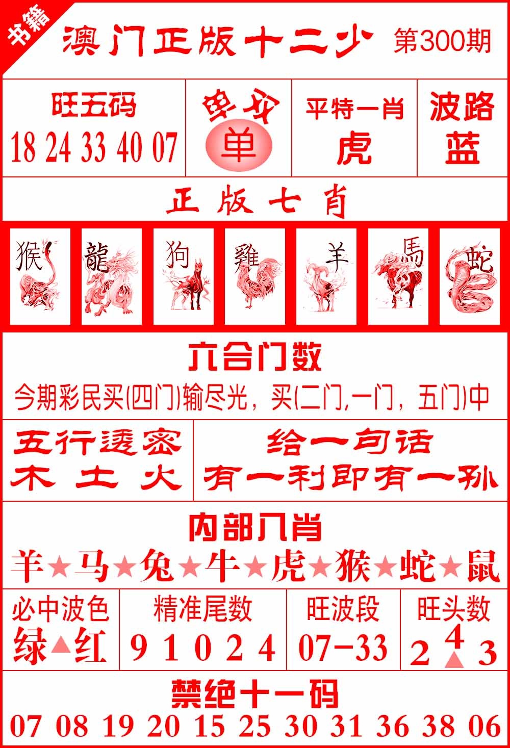 300期澳门十二少[图]