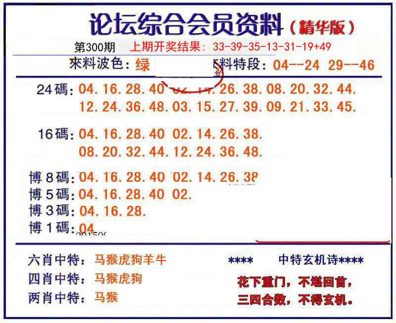 300期综合会员资料[图]
