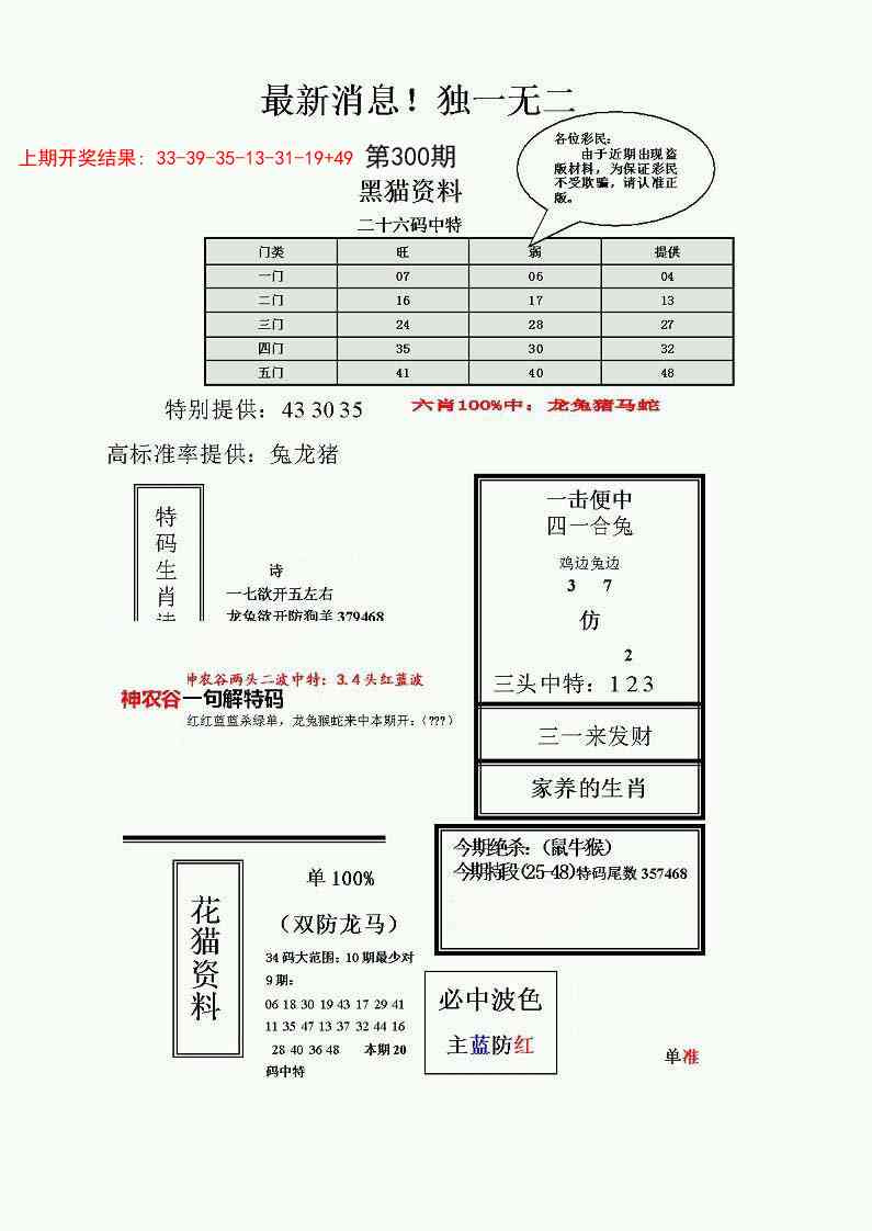 300期独一无二(正)[图]