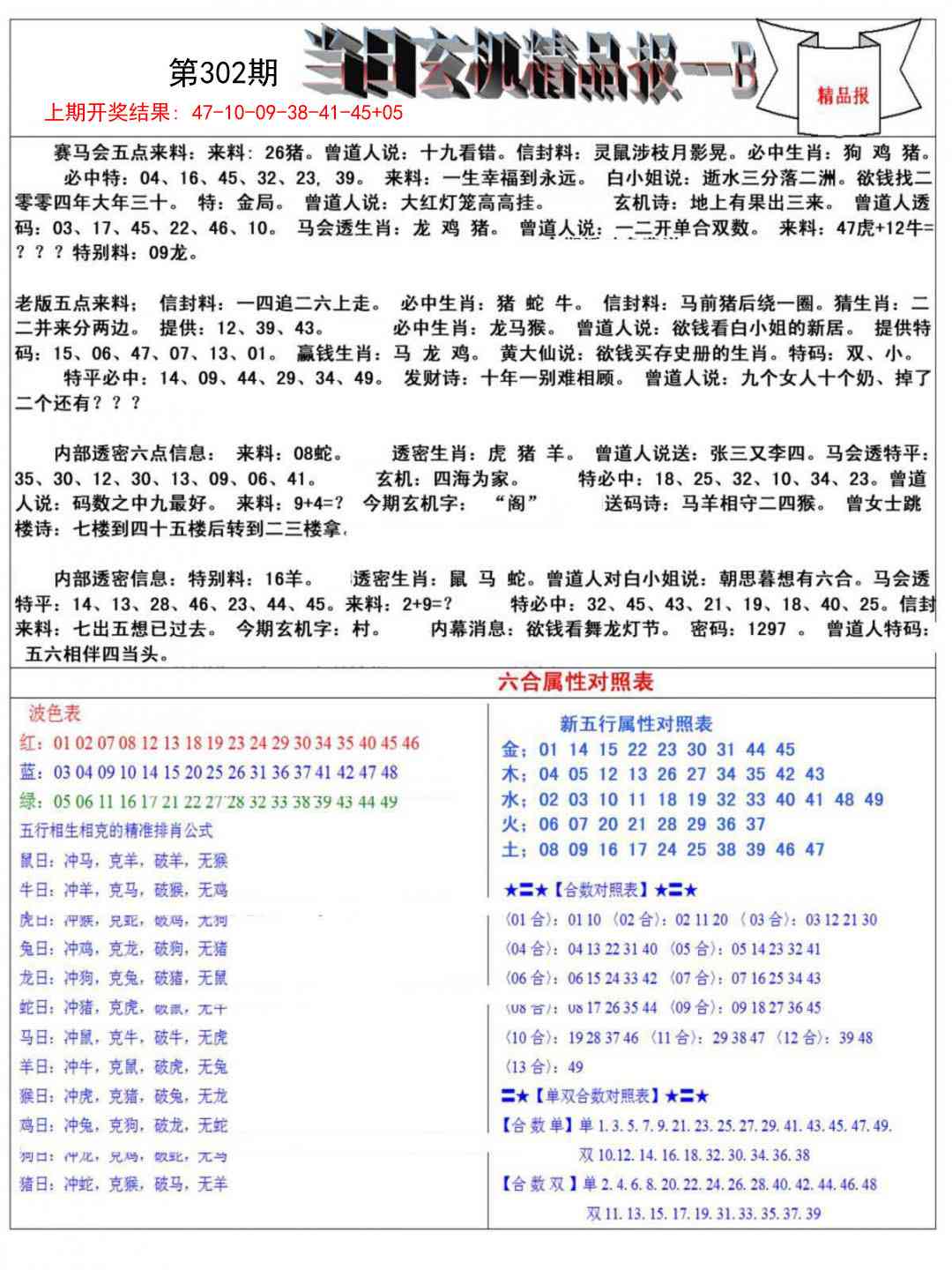 302期当日玄机精品报B[图]