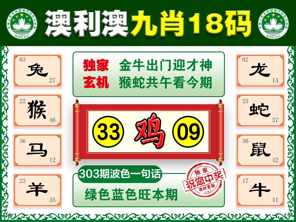 303期澳利澳九肖[图]