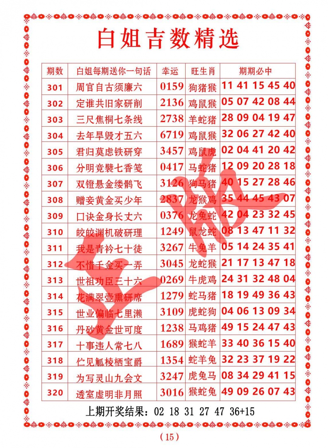 304期白姐吉数精选[图]