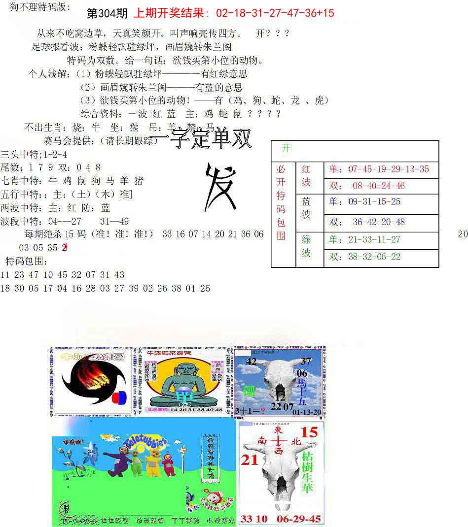 304期狗不理特码报[图]