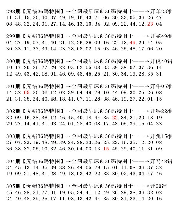 305期36码特围[图]