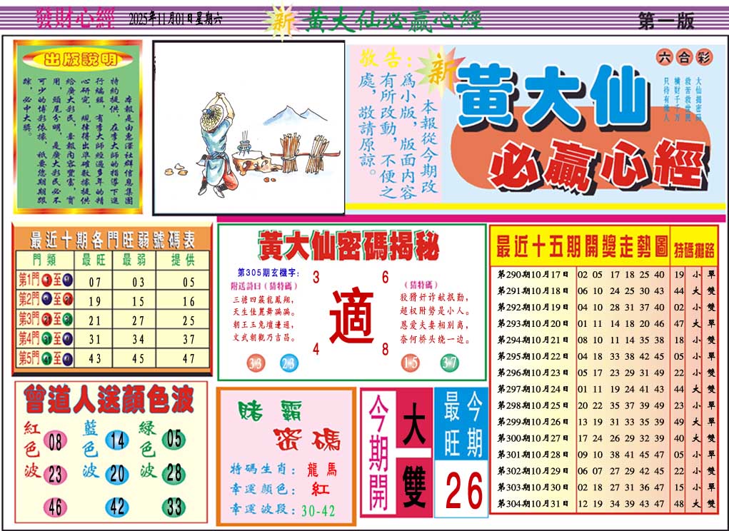 305期黄大仙必赢心经A[图]