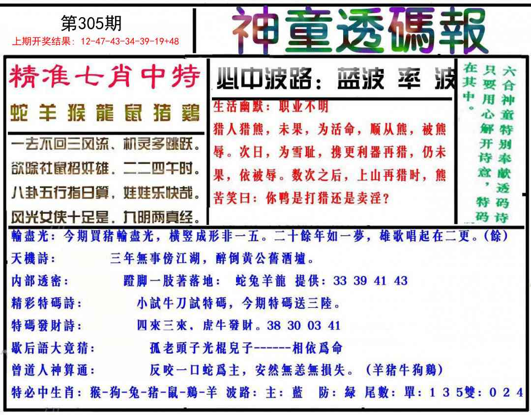 305期神童透码报[图]