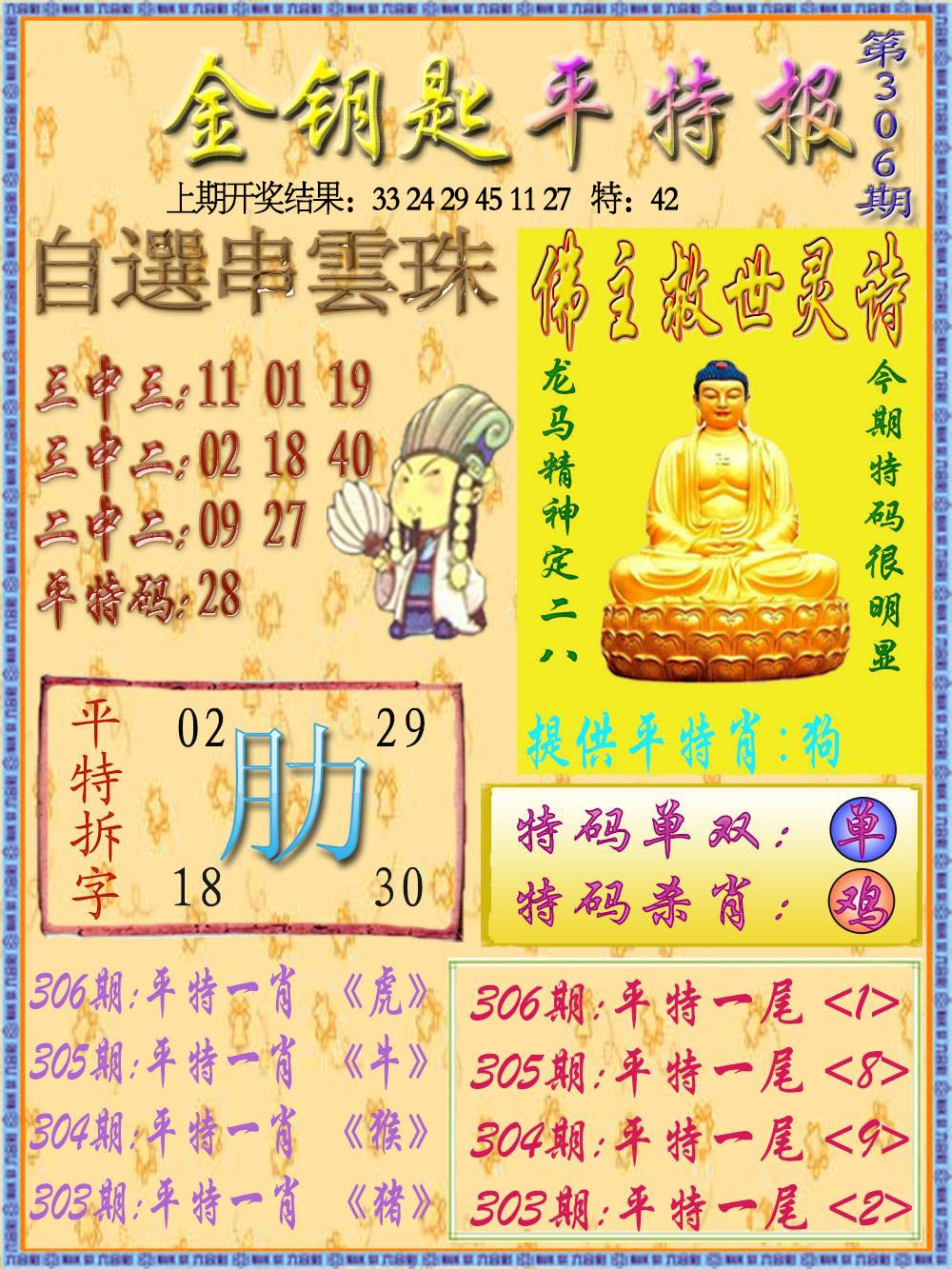 306期金钥匙平特报[图]