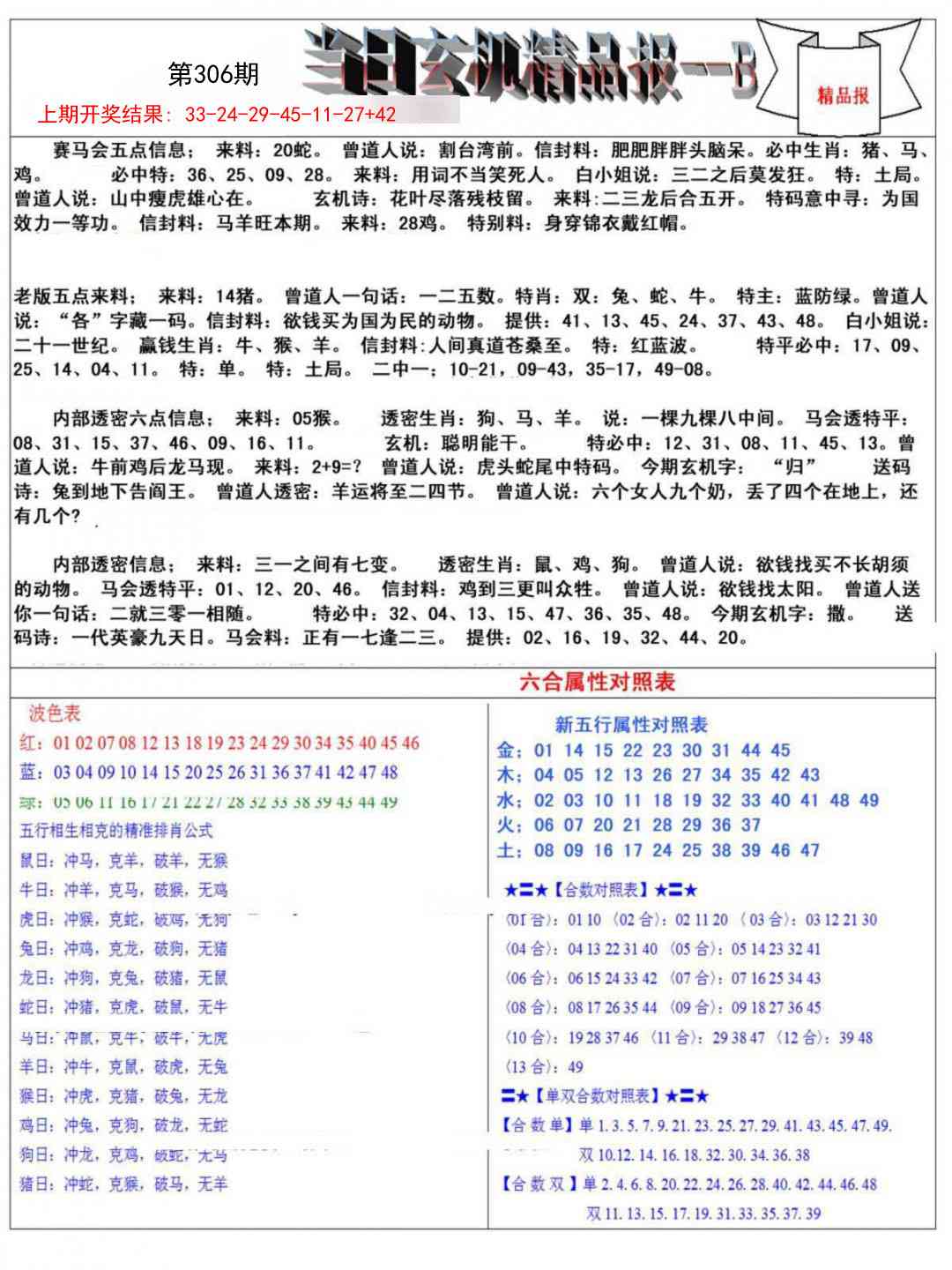 306期当日玄机精品报B[图]