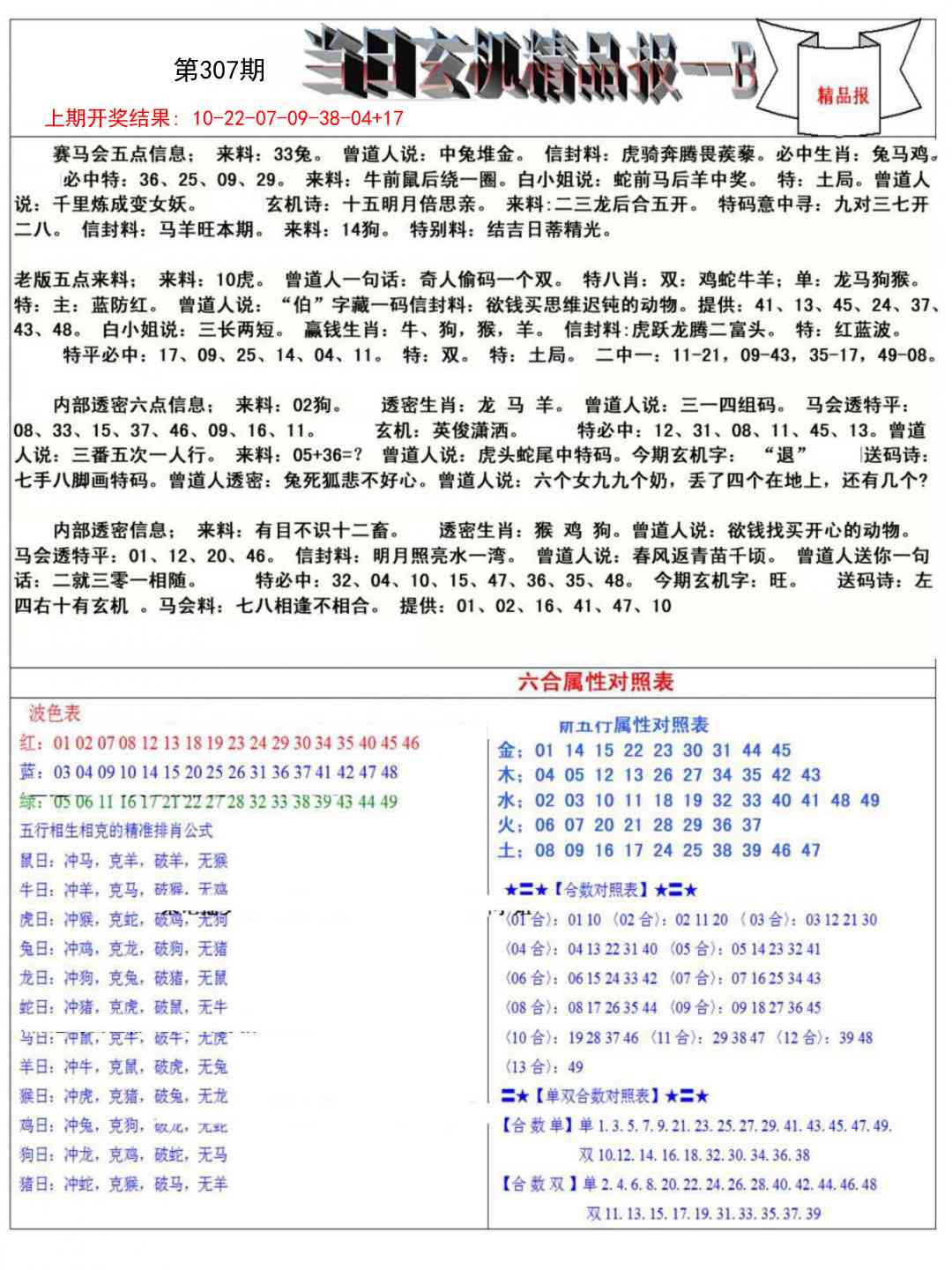 307期当日玄机精品报B[图]