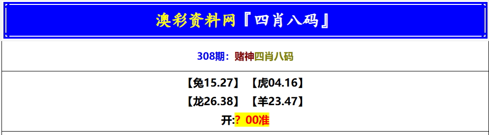 308期赌神四肖八码[图]