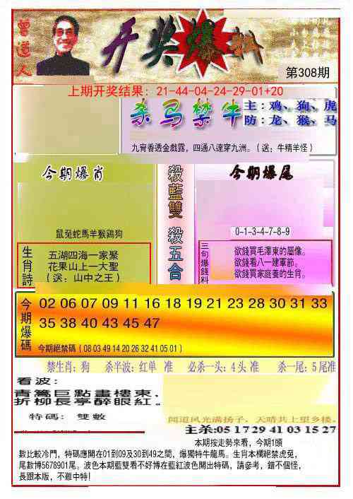 308期开奖爆料(新图推荐)[图]