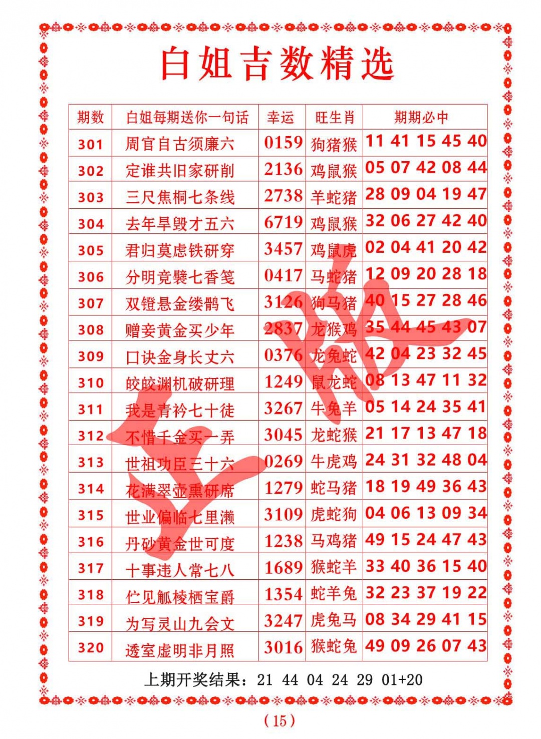 308期白姐吉数精选[图]