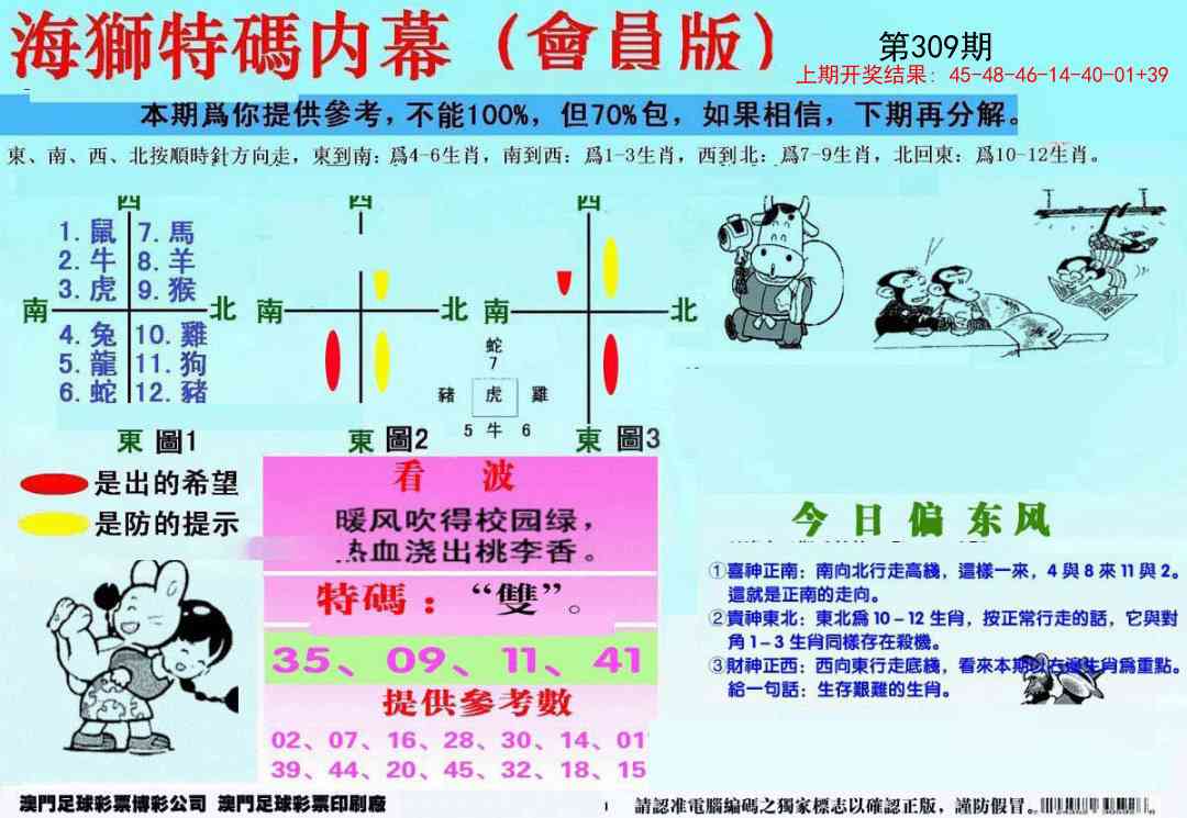 309期另版海狮特码内幕报[图]