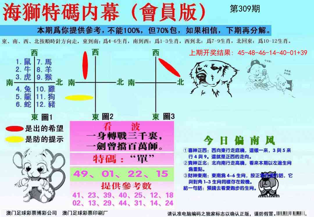 309期海狮特码会员报[图]