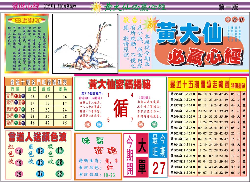 310期黄大仙必赢心经A[图]