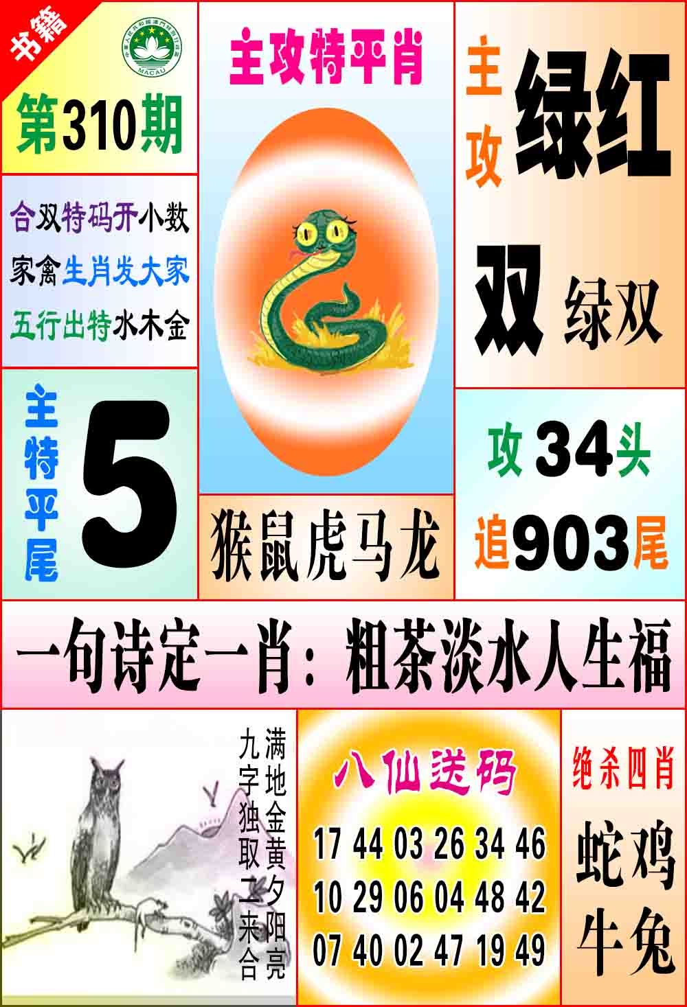 310期澳门八仙宝典[图]