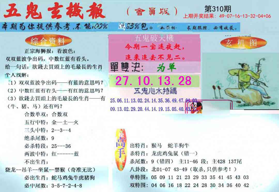 310期新五鬼玄机[图]