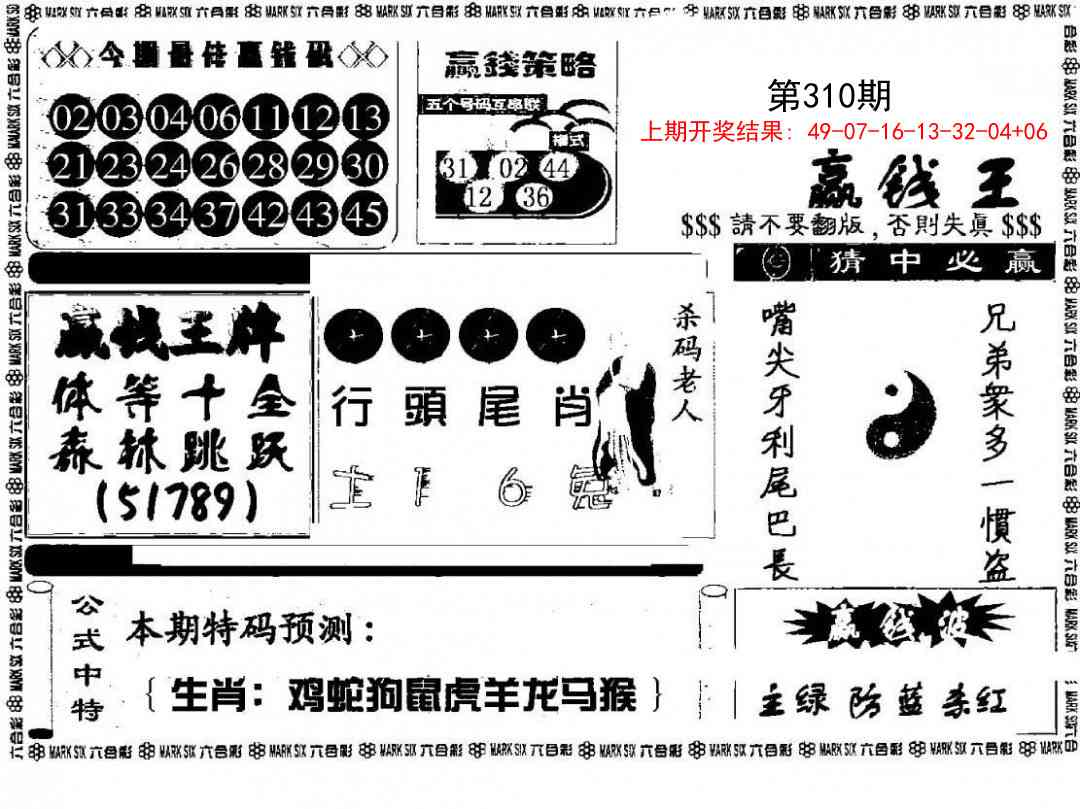 310期赢钱料[图]