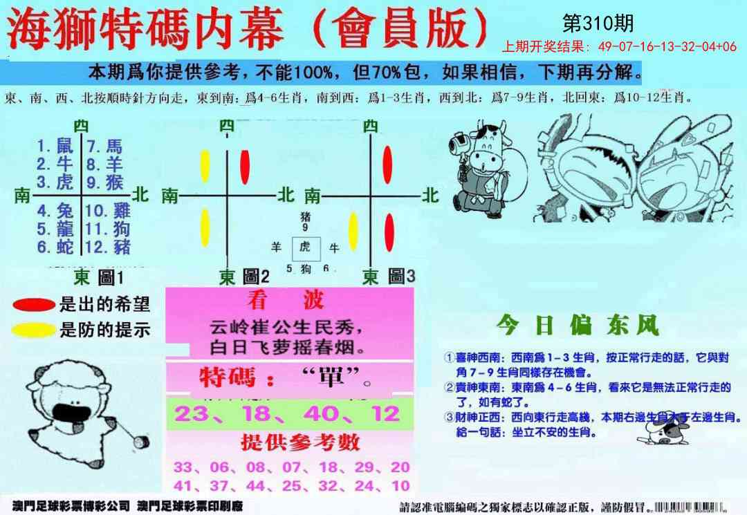 310期另版海狮特码内幕报[图]