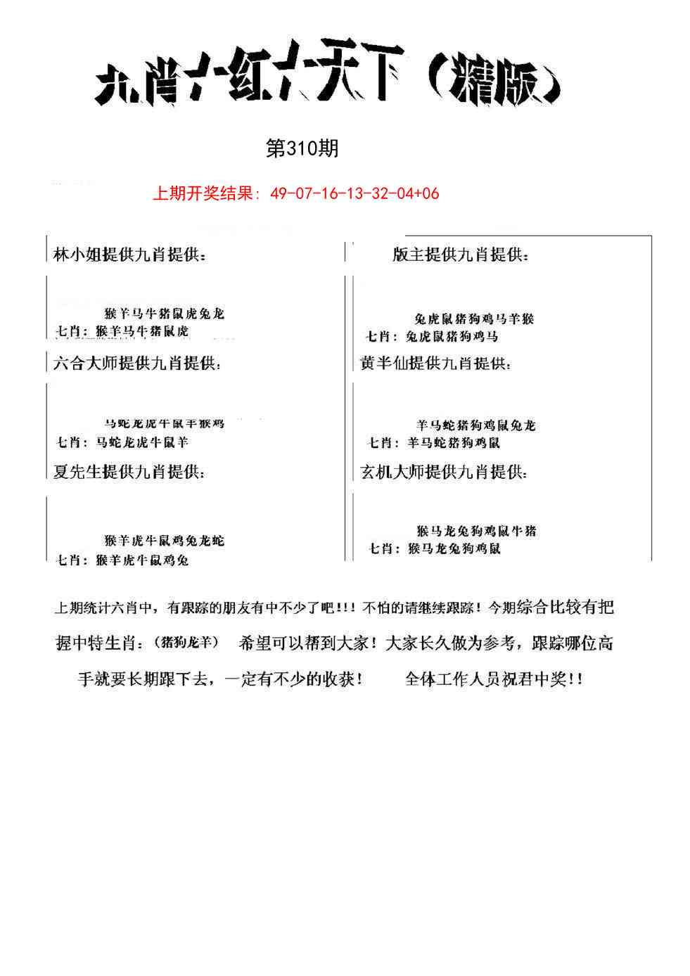 310期九肖红天下精版[图]