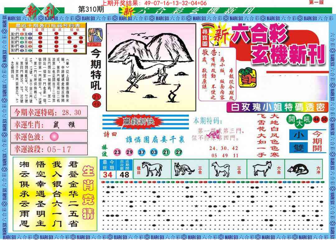310期新六合彩特码新刊A[图]