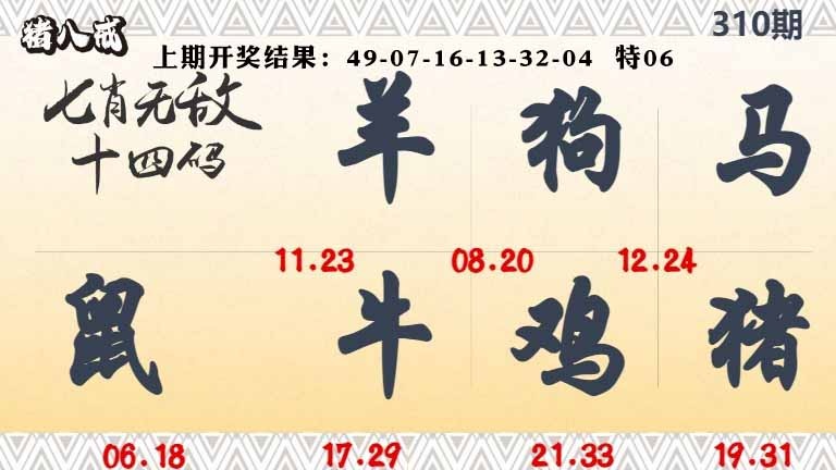 310期七肖无敌14码[图]